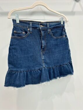 Levi's Dark Blue Denim Ruffle-Hem Mini Skirt